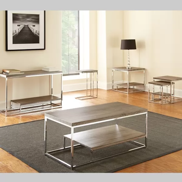 Accent & End Tables-Kirkland's Home Lucia Chrome Chairside Table Gray