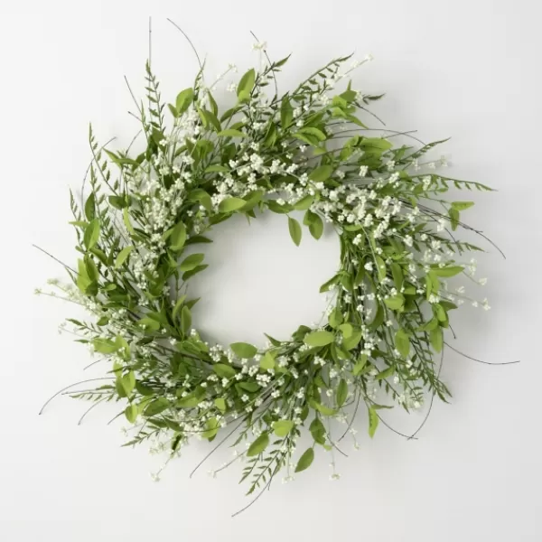 Wreaths-Kirkland's Home Lush Leaf And Berry Wreath Green/White