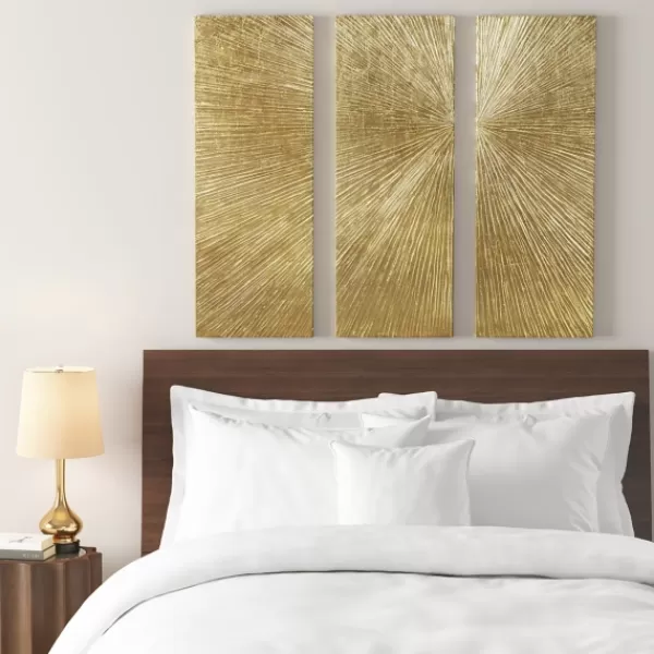 Wall Plaques-Kirkland's Home Madison Park Sunburst 3-Pc. Wall Plaque Gold