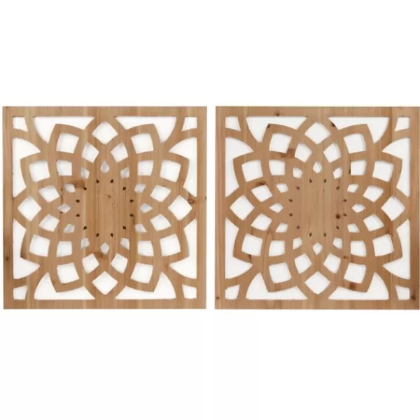 Wall Plaques-Kirkland's Home Madison Park Wood Lotus Wall Plaques, Set Of 2 Brown/White