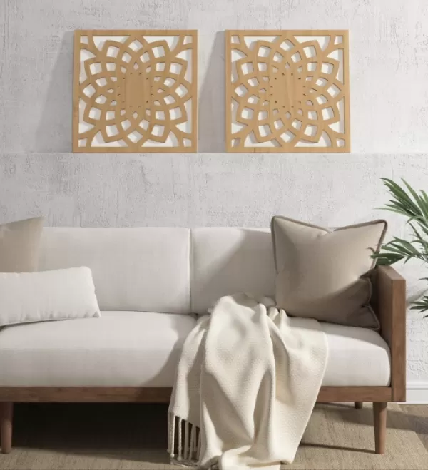 Wall Plaques-Kirkland's Home Madison Park Wood Lotus Wall Plaques, Set Of 2 Brown/White