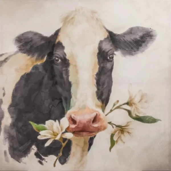 Canvas Art-Kirkland's Home Magnolia Cow Canvas Art Print Black/White