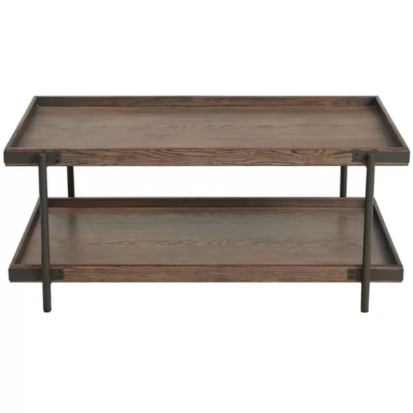 Coffee Tables-Kirkland's Home Mahogany Oak Wood Tray Top Coffee Table Brown