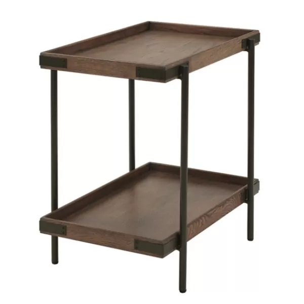 Accent & End Tables-Kirkland's Home Mahogany Tray Top And Shelf Wood Accent Table Brown