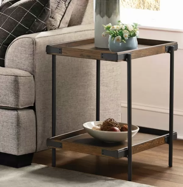 Accent & End Tables-Kirkland's Home Mahogany Tray Top And Shelf Wood Accent Table Brown