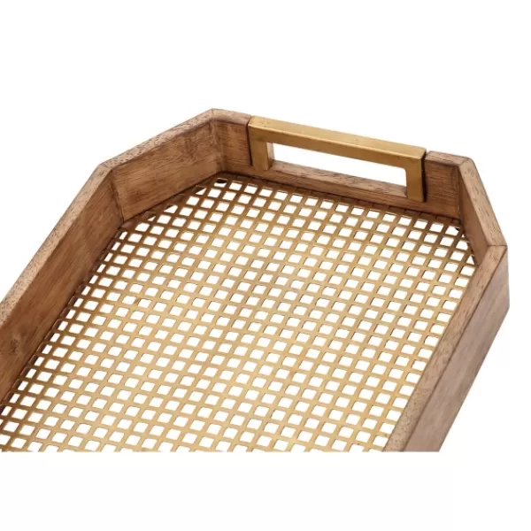 Decorative Trays-Kirkland's Home Mahogany Wood Grid Mesh Decorative Trays, Set Of 2 Brown