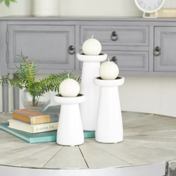 Candle Holders-Kirkland's Home Mango Wood 3-Pc. Pillar Candle Holder Set White