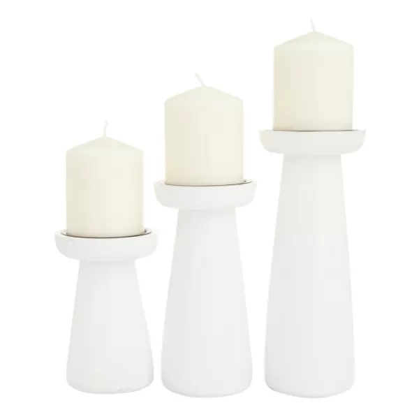 Candle Holders-Kirkland's Home Mango Wood 3-Pc. Pillar Candle Holder Set White