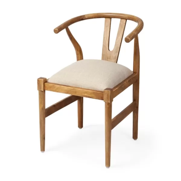 Dining Chairs-Kirkland's Home Mango Wood And Linen Wishbone Dining Chair