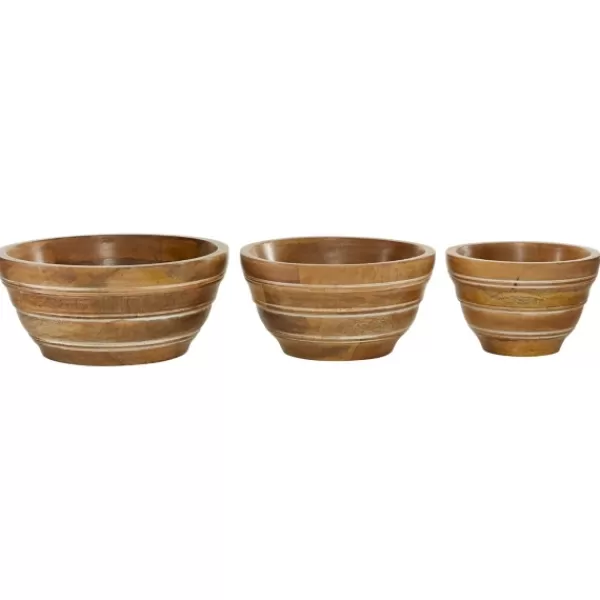 Decorative Bowls & Jars-Kirkland's Home Mango Wood Bowls, Set Of 3 Brown