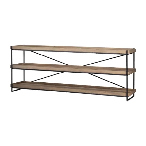 Console Tables-Kirkland's Home Mango Wood Metal Frame Console Table Brown