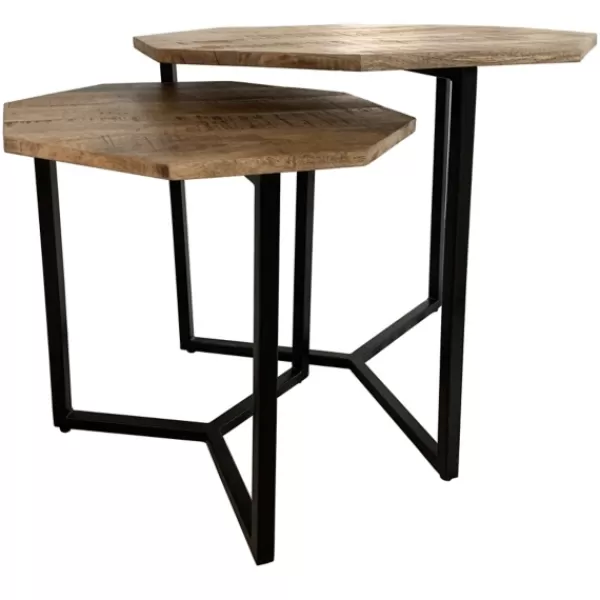 Accent & End Tables-Kirkland's Home Mango Wood Nesting Accent Tables, Set Of 2 Tan