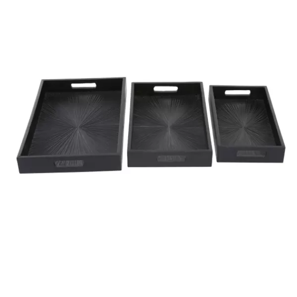 Decorative Trays-Kirkland's Home Mango Wood Trays, Set Of 3 Black