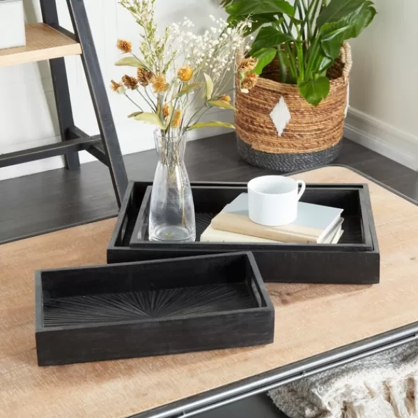 Decorative Trays-Kirkland's Home Mango Wood Trays, Set Of 3 Black