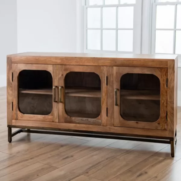 Tv Stands & Media Consoles-Kirkland's Home Manu Mango Wood Media Cabinet Brown