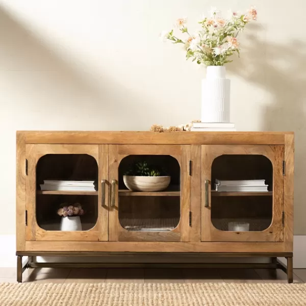 Tv Stands & Media Consoles-Kirkland's Home Manu Mango Wood Media Cabinet Brown