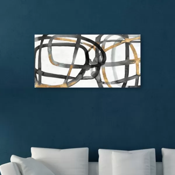 Canvas Art-Kirkland's Home Many Ways Abstract Canvas Art Print, 60X30 In. White/Black/Gold