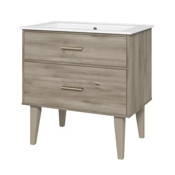 Bathroom Furniture-Kirkland's Home Maple Corinth Wood Sink Vanity Gray