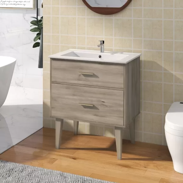 Bathroom Furniture-Kirkland's Home Maple Corinth Wood Sink Vanity Gray