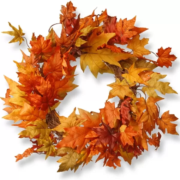 Wreaths-Kirkland's Home Maple Leaf Fall Foliage Wreath Orange