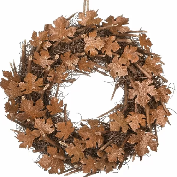 Wreaths-Kirkland's Home Maple Leaves Wreath Brown