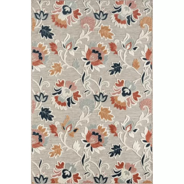 Outdoor Rugs-Kirkland's Home Mara Floral Blossom Indoor/Outdoor Area Rug, 5X7 Gray/White/Multi