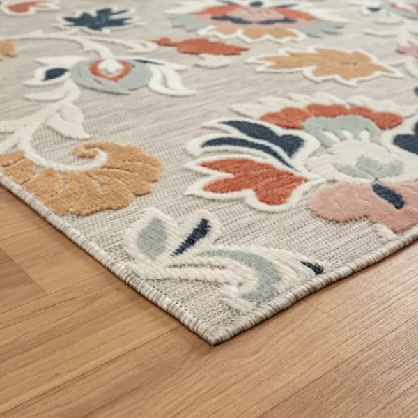 Outdoor Rugs-Kirkland's Home Mara Floral Blossom Indoor/Outdoor Area Rug, 7X9 Gray/White/Multi