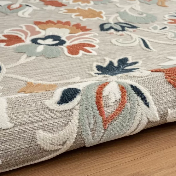 Outdoor Rugs-Kirkland's Home Mara Floral Blossom Indoor/Outdoor Area Rug, 7X9 Gray/White/Multi
