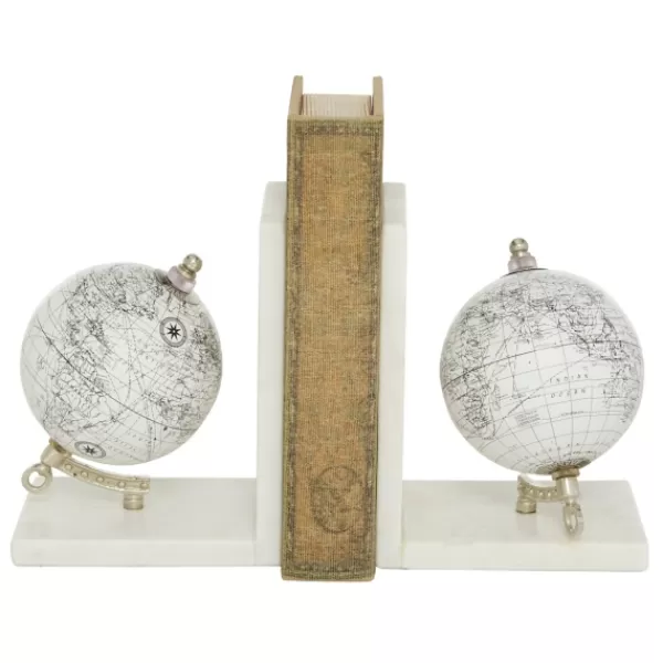 Decorative Accents-Kirkland's Home Marble Globe Bookends, Set Of 2 White