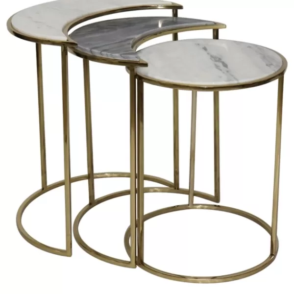 Accent & End Tables-Kirkland's Home Marble Moon Nesting Accent Tables, Set Of 3