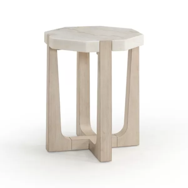 Accent & End Tables-Kirkland's Home Marble Top Tapered Legs Accent Table White