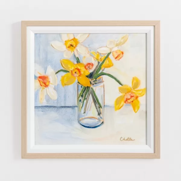 Framed Art-Kirkland's Home March Daffodils Framed Art Print White/Blue/Yellow