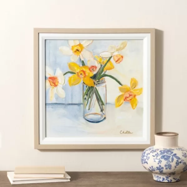 Framed Art-Kirkland's Home March Daffodils Framed Art Print White/Blue/Yellow