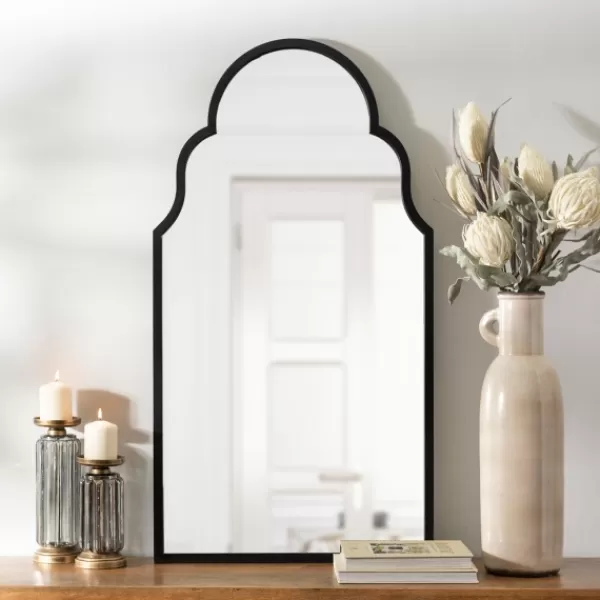 Decorative Mirrors-Kirkland's Home Maria Metal Arch Wall Mirror Black