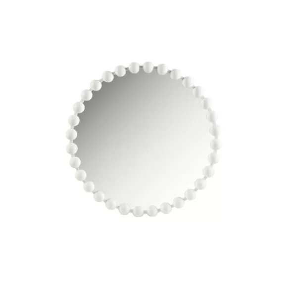 Decorative Mirrors-Kirkland's Home Marlowe White Beaded Round Wall Mirror, 27 In.