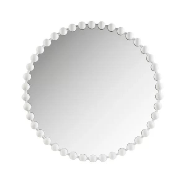 Decorative Mirrors-Kirkland's Home Marlowe White Beaded Round Wall Mirror, 36 In.