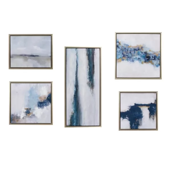 Framed Art-Kirkland's Home Martha Stewart Blue Drift 5-Pc. Framed Art Blue/White/Gold