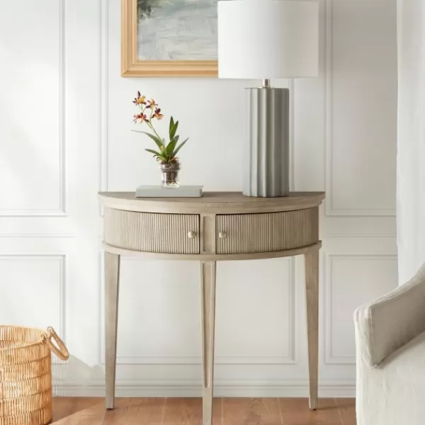 Console Tables-Kirkland's Home Martha Stewart Half Moon Console Table Tan