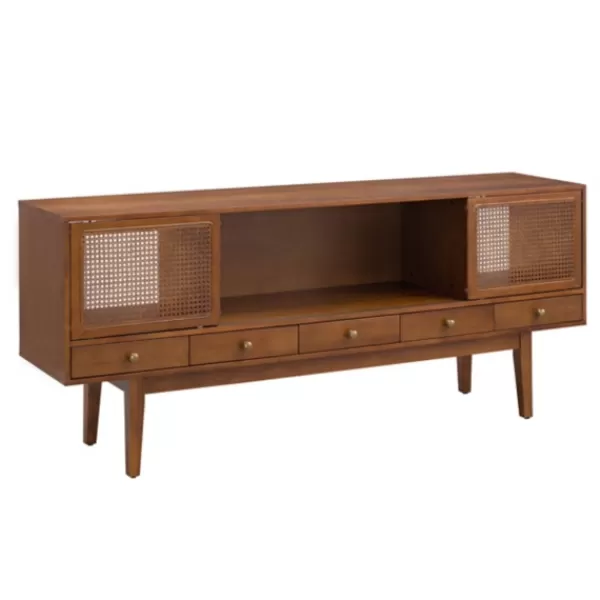 Tv Stands & Media Consoles-Kirkland's Home Martina Midcentury Woven Cane Media Cabinet Brown