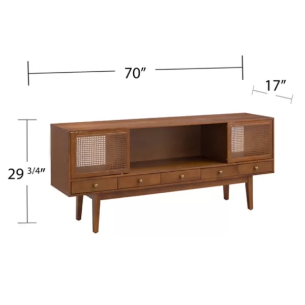 Tv Stands & Media Consoles-Kirkland's Home Martina Midcentury Woven Cane Media Cabinet Brown