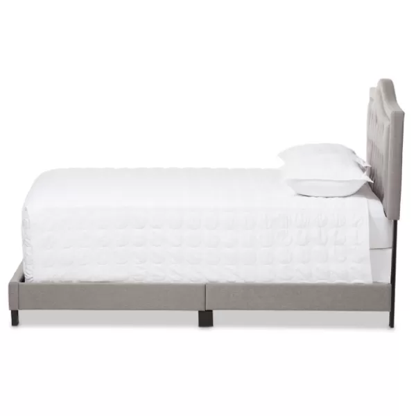 Beds & Headboards-Kirkland's Home Mary Light Button Tufted Full Bed Frame Gray