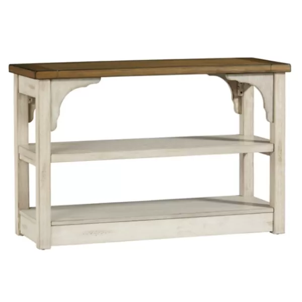 Entryway Furniture-Kirkland's Home Mary White And Natural Wooden Console Table White/Tan