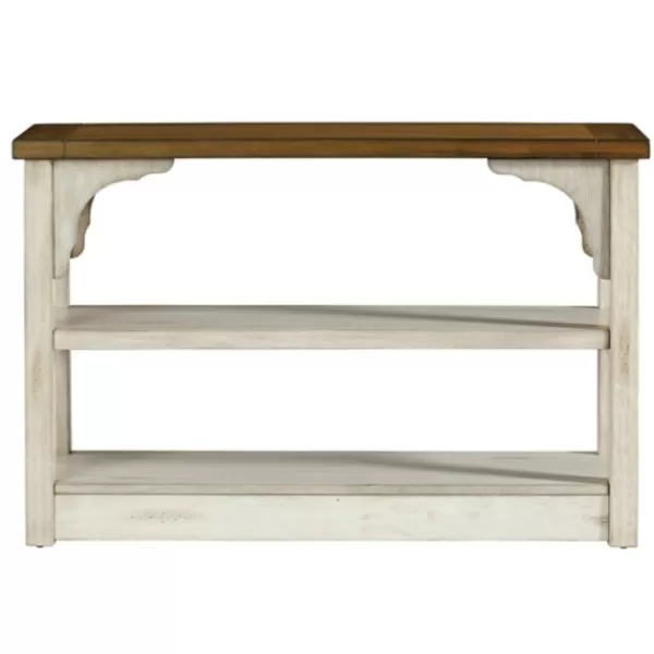 Entryway Furniture-Kirkland's Home Mary White And Natural Wooden Console Table White/Tan