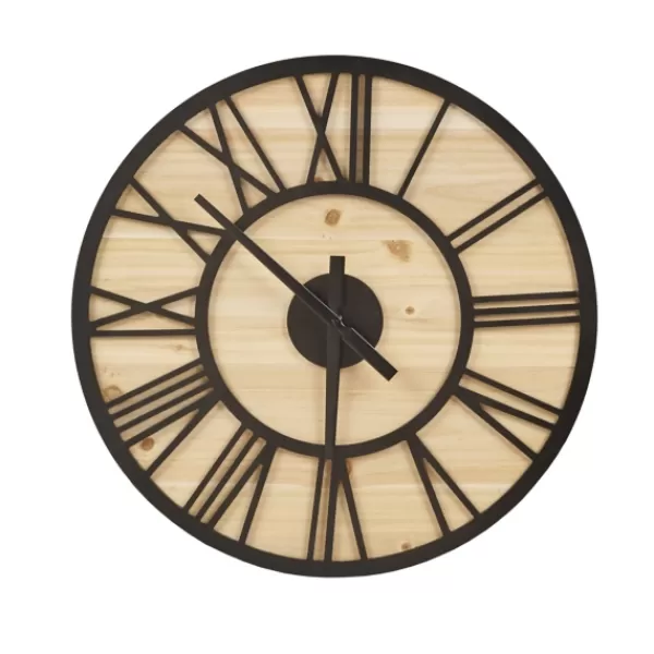 Clocks-Kirkland's Home Mason Metal And Wood Wall Clock