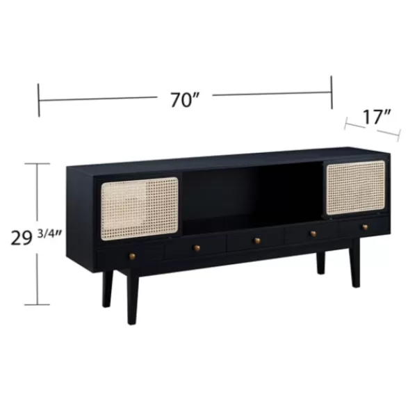 Tv Stands & Media Consoles-Kirkland's Home Matilda Midcentury Woven Cane Media Cabinet Black