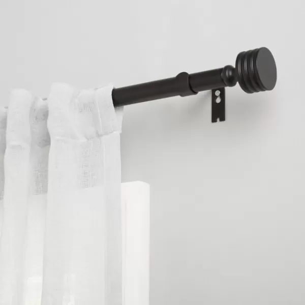 Curtain Rods & Hardware-Kirkland's Home Matte Black Stacked Cylinder Curtain Rod, 120 In.