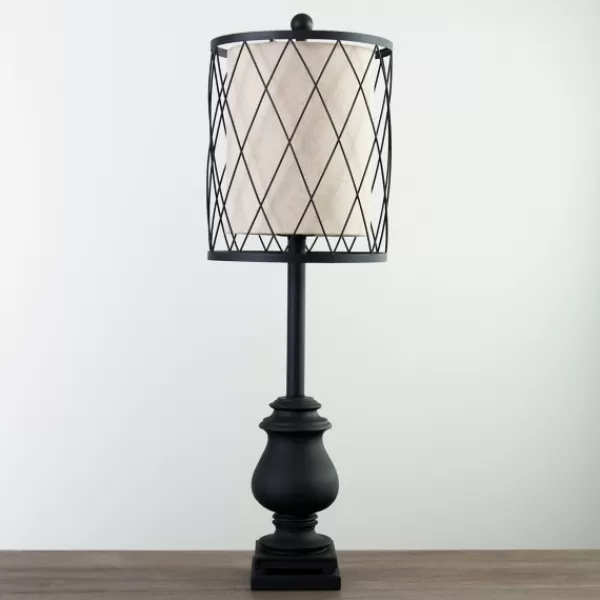 Buffet Lamps-Kirkland's Home Matte Buffet Lamp With Wire Shade Black