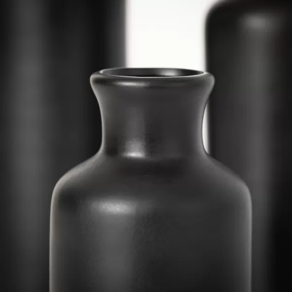 Vases-Kirkland's Home Matte Ceramic Vases, Set Of 3 Black