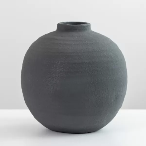 Vases-Kirkland's Home Matte Charcoal Rotund Vase Black