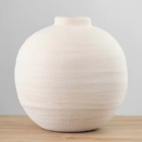 Vases-Kirkland's Home Matte Egg Shell Rotund Vase Ivory